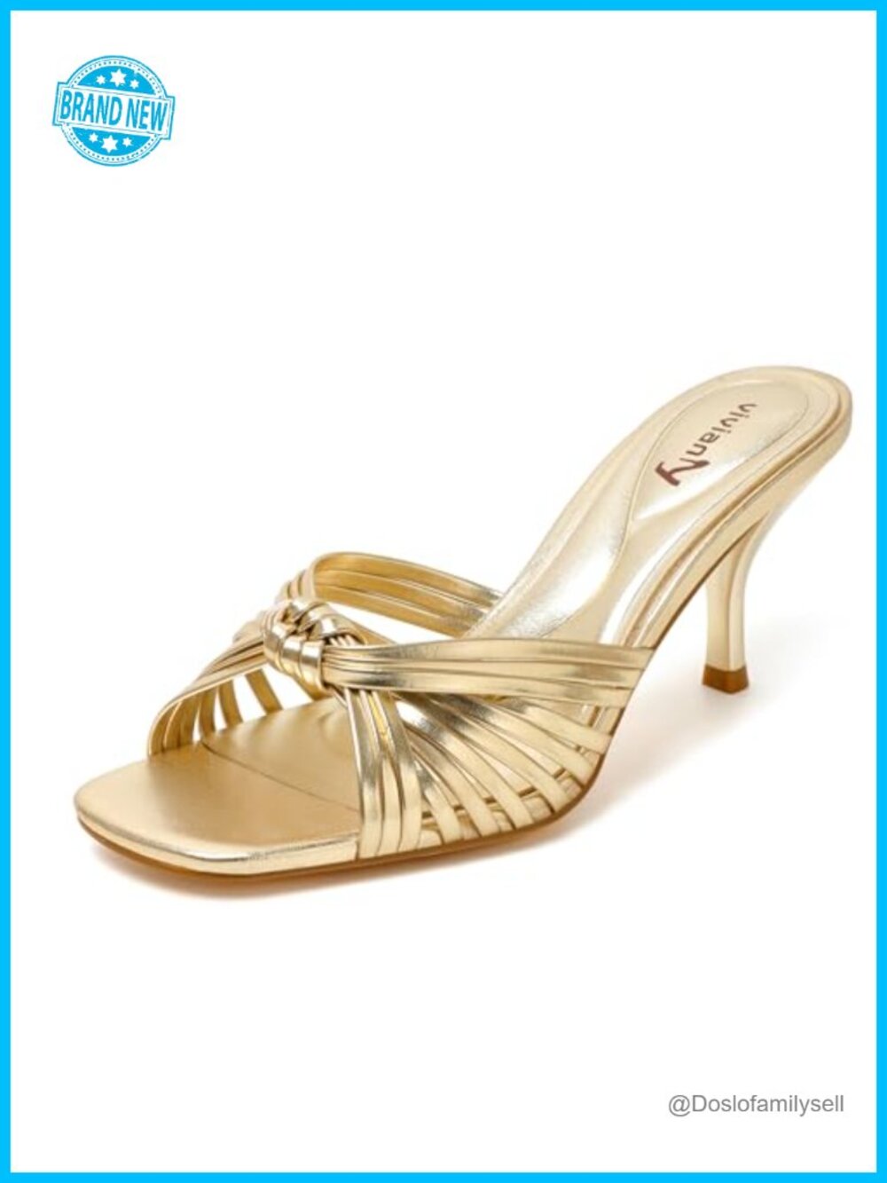 Faux Leather Kitten Heel Strappy Sandals Knotted Open Toe Mule